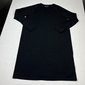 Eileen Fisher Shirt Dress Black Long Sleeve Work Casual Pockets Pullover XXS